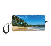 Beauty case trasparente con stampa a onde e onde, borsa per cosmetici resistente, borsa da viaggio per il trucco, regalo essenziale per donne e uomini, bianco, Taglia unica