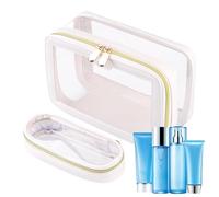 Beauty case trasparente da viaggio, set organizer per cosmetici, borsa da toilette trasparente senza sforzo, grande capacità, con cerniera, borsa cosmetica trasparente per viaggi, spiaggia, viaggi di