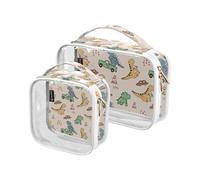 Beauty case trasparente divertente con dinosauro camion, confezione da 2 sacchetti trasparenti per trucco con cerniera, borse da viaggio trasparenti per articoli da toeletta, sacchetti per cosmetici