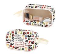 Beauty case trasparente in pelle PU con manico per il giorno delle qualifiche, Raceday Pu, No