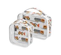 Beauty case trasparente per camion escavatori auto, confezione da 2 sacchetti trasparenti per trucco con cerniera, sacchetti da viaggio trasparenti per articoli da toeletta, sacchetti per cosmetici in