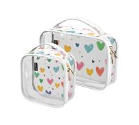 Beauty case uomo colorato amore cuore trasparente approvato TSA impermeabile trasparente per utensili da rasatura 2 pezzi cuori colorati 1 size, Cuori colorati, Taglia unica