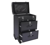 Beauty Case - Valigetta per cosmetici, 2 cassetti, 28,5 x 25 x 58 cm, ruote girevoli a 360°, con cassetti, Nero , 36*23*58cm, moderno