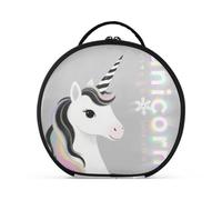 Beauty case verticale con scritta "Just A Girl Who Loves unicorns", autoportante, leggero, da appendere, con divisori regolabili, 27,9 cm