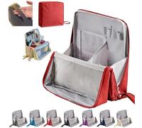 Beauty case verticale da viaggio, grande capacità, organizer per cosmetici Oxford con scomparti, custodia portatile per articoli da toeletta e cancelleria (grigio), Rosso vinaccia, 23 * 22 * 6.5