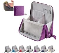 Beauty case verticale da viaggio, grande capacità, organizer per cosmetici Oxford con scomparti, custodia portatile per articoli da toeletta e cancelleria (grigio), Viola;, 23 * 22 * 6.5 centimeters