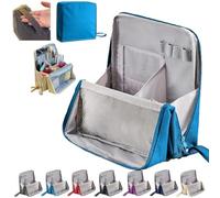Beauty case verticale da viaggio, grande capacità, organizer per cosmetici Oxford con scomparti, custodia portatile per articoli da toeletta e cancelleria (grigio), Blu, 23 * 22 * 6.5 centimeters