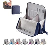 Beauty case verticale da viaggio, grande capacità, organizer per cosmetici Oxford con scomparti, custodia portatile per articoli da toeletta e cancelleria (grigio), Blu scuro, 23 * 22 * 6.5