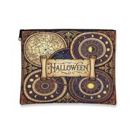 Beauty case vintage a tema astrologico celeste con grafico astrologico | Arte celeste vintage, astuccio con cerniera per trucco, motivi di fasi lunari, stile gotico, elementi decorativi occulti
