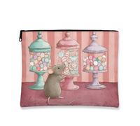 Beauty case vintage Candy Mouse, grazioso astuccio da viaggio per cosmetici, da donna, in tela portatile, con cerniera, idea regalo per la cura della pelle, perfetta per festival, Pesca, 7x9 Inch
