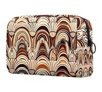 Beauty case vintage con motivo astratto con conchiglie - Beauty case da donna grande organizer per trucchi, Multi, 18.5x7.5x13cm/7.3x3x5.1in, Art Deco