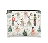 Beauty case vintage con Schiaccianoci, borsa da viaggio per donne, borsa portatile in tela con cerniera, bianco, 7x9 Inch, Schiaccianoci