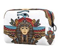 Beauty case vintage da donna, con disegno di un uomo con ali, borsa da viaggio per articoli da toeletta grande, pratica borsa organizer con cerniera, Multi, 18.5x7.5x13cm/7.3x3x5.1in, Beauty case