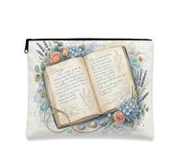 Beauty case vintage floreale, elegante design diario cosmetico borsa da viaggio per donne, organizer portatile in tela con cerniera, perfetto per la primavera e l'uso quotidiano, bianco, 7x9 Inch