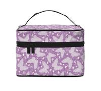 Beauty case viola con farfalle floreali, graziose borse per cosmetici da donna, borsa da toilette, grande borsa organizer da viaggio per il trucco