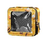 Beauty Cosmetics Pattern Leather Clear Small Makeup Bag per donne ragazze contenitori cosmetici articoli da toeletta con cerniera, Modello dolce miele carino api felici, Taglia unica