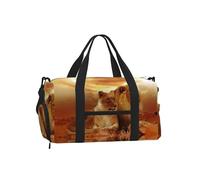 Beauty Deer Print Borsa a tracolla portatile per sport - Grande borsa riutilizzabile da viaggio per vacanze da donna, Leone africano e leonessa, taglia unica