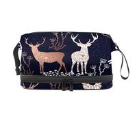 Beauty Forest Deers of Mandala - Trousse a doppio strato per cosmetici per donne e ragazze, borsa da viaggio per trucchi, pratica borsa organizer con scomparto per pennelli, Multi, 27x15x14