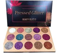 Beauty Glazed - Palette di ombretti, con glitter, per trucco a lunga durata, con brillantini e brillantini, in polvere libera e ombra, 15 colori