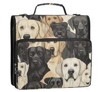 Beauty Labrador Retriever - Raccoglitore di documenti neutro, 3,8 cm, 3 anelli, con maniglia e tracolla rimovibile, impermeabile per scuola intermedia Cremallera de carpeta