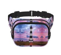 Beauty Lighthouse - Marsupio quadrato a doppio strato, borsa a tracolla, per corsa, viaggi, escursionismo, Nero , Taglia unica