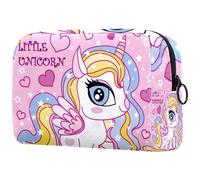 Beauty Little Unicorn, trousse da donna, per articoli da toeletta da viaggio, grande, pratica borsa organizer con cerniera, Multi, 18.5x7.5x13cm/7.3x3x5.1in, Beauty case