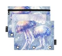 Beauty Meduse Argento 3 Anelli Raccoglitore Matite Astucci con Cerniera 2 Pack Borsa Portaoggetti Riciclato Casa Viaggio Carte Storage Container