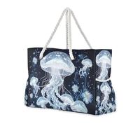 Beauty Meduse Borsa da spiaggia portatile da viaggio con cerniera Borsa da lavoro da donna con portabicchieri con portabicchieri sul lato