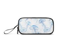Beauty Moon - Astuccio in nylon bianco con meduse per la scuola, grande capacità, astuccio con cerniera, per ragazzi scolastici preppy