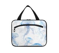 Beauty Moon Jellyfish Blue Hanging Large Make up Bag con gancio, accessori di design Borsa cosmetica per gli elementi essenziali da viaggio Hotel Bolsa para maquillaje L