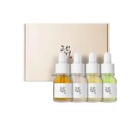 Beauty of Joseon Hanbang Serum Discovery Kit Cofanetti siero per la pelle Ginseng Snail Mucin Revive Serum 10 ml + siero per la pelle Glow Deep Serum Riso Alpha-Arbutina 10 ml + siero per la pelle Glow Serum Propolis Niacinamide 10 ml + siero per la pelle Calming Serum Tè verde Pantenolo 10 ml per donna