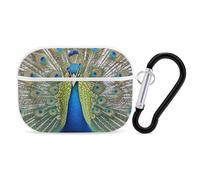 Beauty Peacock AirPod Pro, cover rigida antigraffio in policarbonato con portachiavi, accessorio per AirPod Pro 2°/1° custodia per donne e uomini, stile bianco