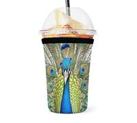 Beauty Peacock Cup Sleeve, maniche elastiche in neoprene per bevande calde/fredde, riutilizzabile, isolante, per casa, ufficio, viaggi, 13,5 x 6 cm