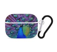 Beauty Peacock - Custodia protettiva antiurto per auricolari Airpods Pro di seconda generazione, con moschettone, anti-caduta, colore bianco
