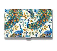 Beauty Peacock Novità Porta biglietti da visita sottile in metallo porta carte di credito porta carte di credito portafoglio organizer per uomini donne 9,4 x 5,6 x 0,8 cm, Stile:, Taglia unica