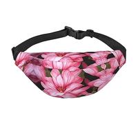 Beauty Pink Floral Flowers Print Marsupio per uomo e donna marsupio regolabile casual per viaggi, escursionismo, corsa, ciclismo, nero, taglia unica, Nero , Taglia unica