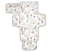 Beauty Polar Bear - Fasciatoio portatile riutilizzabile con tasca in tessuto, fasciatoio da viaggio per bambini, leggero e pieghevole, fasciatoio per bebè, colore: bianco