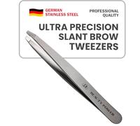 Beauty Power Pinzette professionali - Pinzette oblique, resistenti e leggere, in acciaio inox tedesco, ultra precisione per sopracciglia, peli del viso, mento e depilazione incarnita (grigio opaco)