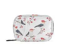 Beauty Red - Borsa da viaggio bianca con picchio dal ventre e scomparti staccabili, riutilizzabile, da viaggio, per pillole