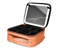 Beauty Reformation Travel Makeup Bag with Adjustable Dividers, Auricrest Travel Makeup Bag, Portable Waterproof Hanging Cosmetic Organizer for Toiletries Storage (Orange)