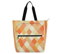 Beauty romboid arancione neutro libri Tote Bag per bambini adulti leggero resistente riutilizzabile biblioteca borsa della spesa per la scuola shopping spiaggia arcobaleno