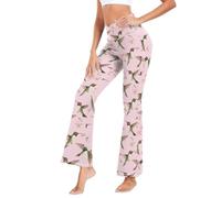 Beauty Ruby Throated Hummingbird Birds Pink Cross Waist Flared Bottoms gamba larga per viaggio, Beauty Ruby Colibrì Gola Uccelli Rosa, S
