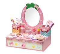 Beauty Salon Playset For Girls - Kids Fingep Makeup Kit Wooden | 14 PC Vanity Per Il Trucco Per Bambini Immaginativi | Bambini Vanity, Giocattoli Per Capelli Per Ragazze, Vanità Per Bambini, Finta Il