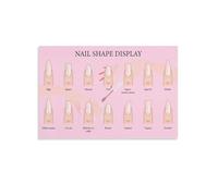 Beauty Salon Wall Art - Nail Shape Guide Poster Reference Chart, Canvas Print for Nail Technician Studio, Home Office, Decor (Unframed,12x18inch(30x45cm))