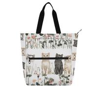Beauty Scottish Fold Cats White Kids Book Tote per ragazzi ragazze donne grande borsa della spesa riutilizzabile con tasche con cerniera per la scuola shopping drogheria arcobaleno