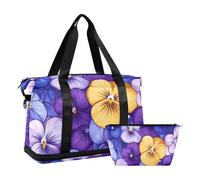 Beauty Spring, borsone da viaggio con fiori colorati, borsa da viaggio con borsa da toilette per allenamento, set da 2 pezzi, bellezza primavera fiore colorato, 1 size