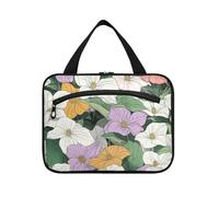 Beauty Spring Colorful Flower Hanging womens toilette borsa da viaggio con gancio, designer lavabile borsa da toilette per adulti hotel maletín para maquillaje M, bellezza primavera fiore colorato