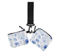 Beauty Spring Flowers Blue Daisy - Portamonete da donna con tasca per carte di credito rimovibile, con tasca portamonete con cerniera, confezione da 2, bellezza primavera fiori blu Daisy, 1 size