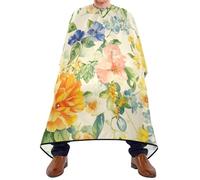 Beauty Spring Flowers - Grembiule da barba con chiusura a scatto regolabile, mantello impermeabile per capelli per morire capa para cortar cabello 165,1 x 139,7 cm