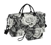 Beauty Spring Flowers New York Rose_4 - Borsone decorativo da viaggio, per sport, palestra, con tracolla regolabile, per viaggi di lavoro, pieghevole, per mujer de